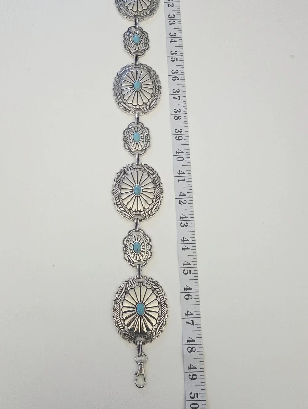 Silver & Turquoise Chain Belt - Picture 7 of 8